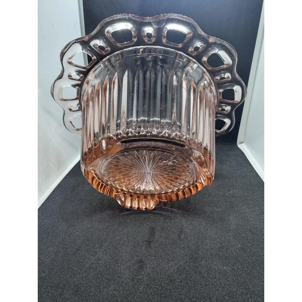 PINK DEPRESSION GLASS Bowl Open Lace Edge / Old Colony VTG 1930's